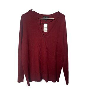 Lane Bryant Cardigan Women’s 14/16 Round Neck Pomegranate Tunic Length NWT